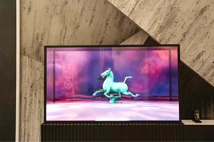 modern museum display technology with interactive and immersive visual effects