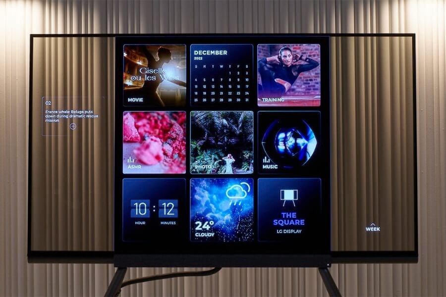 OLED display technology providing vibrant colors and high contrast for brand content.