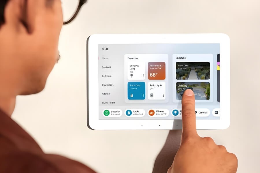 Spatial UI in action, showing how digital content integrates with the physical environment through natural user inputs like gestures and voice commands.