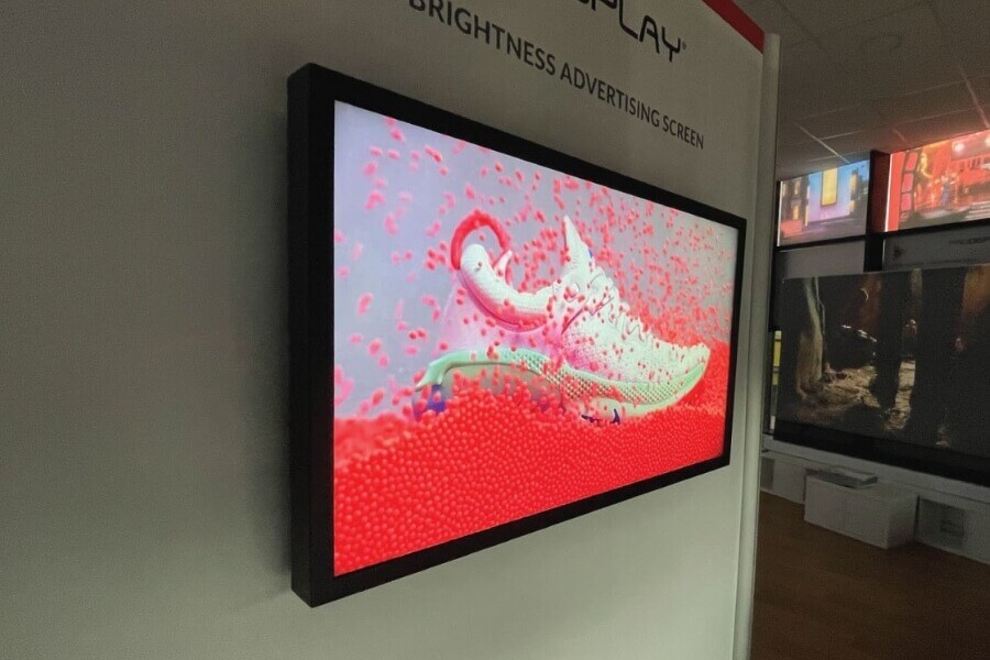 High-brightness commercial display in a retail environment, showcasing LED backlight technology