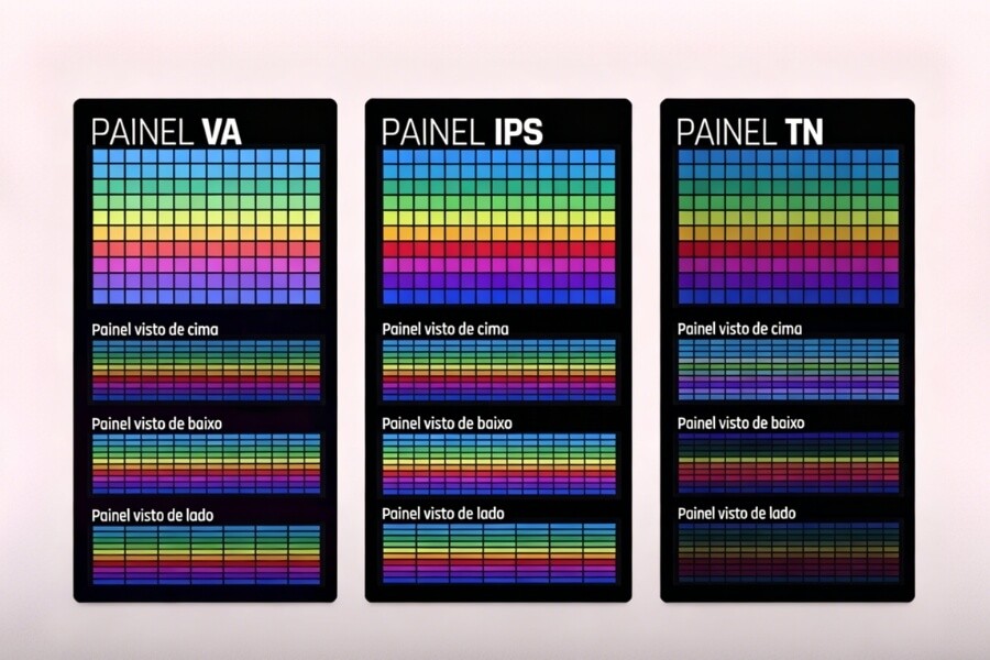 IPS vs TN vs VA viewing angle comparison on TFT panels