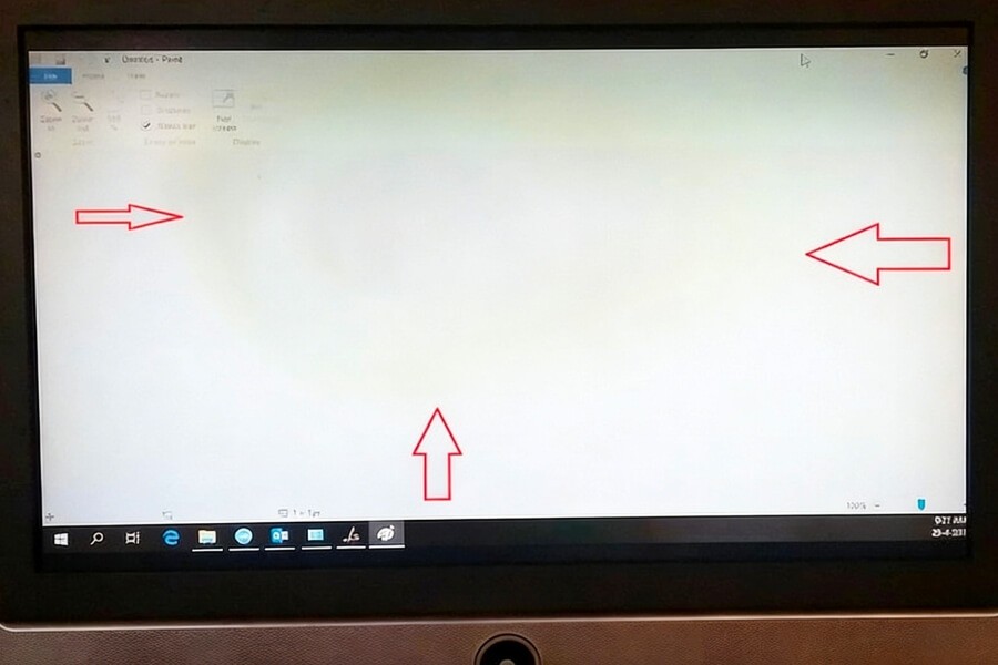 Image retention example showing faint ghost image on LCD display