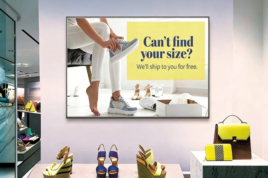 TFT LCD commercial display screen in retail digital signage installation